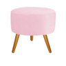 Puff Magnus Redondo Rosa Pés Castanho 35cm de Altura - 1