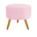 Ver imagem 1 de Puff Magnus Redondo Rosa Pés Castanho 35cm de Altura