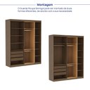Ver imagem 5 de Kit Guarda Roupas 4 Portas e Cama Casal/Queen com LED Seringal CabeCasa MadeiraOriginals Marrom/Nogal