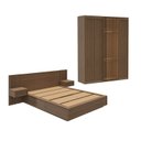 Ver imagem 2 de Kit Guarda Roupas 4 Portas e Cama Casal/Queen com LED Seringal CabeCasa MadeiraOriginals Marrom/Nogal