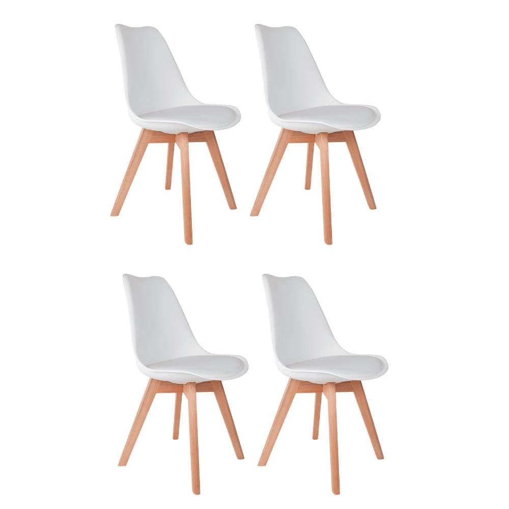 Kit 4 Cadeiras Saarinen Wood Branco Branco - 1