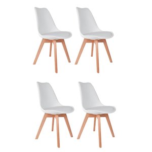 Kit 4 Cadeiras Saarinen Wood Branco Branco