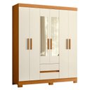Ver mais imagens de Guarda-Roupa 06 Portas e 02 Gavetas Olimpia com Espelho Cinamomo/Off White