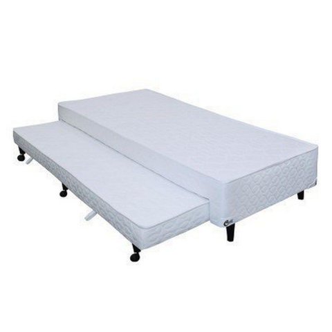 Cama Box Castor Poli Solteiro Branco C/ Colchão Auxiliar 96x203x27cm