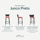 Ver imagem 3 de Kit 3 Banquetas para Balcão Cozinha Gourmet Junco Preto Bancada Ilha Banco 60cm Itagold