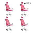 Ver imagem 1 de Kit 4 Cadeiras Escritório Diretor Tela Mesh com Encosto de Cabeça Rosa + E-book