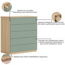 Ver imagem 2 de Comoda Quarto 5 Gavetas Compacta Amendoa Verde MDP Corredica Telescopica Dkadidecor