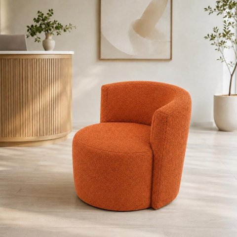 Poltrona Estofada 74cm x 68cm x 70cm Redonda Confortável para Sala ou Recepção Formato Orgânico