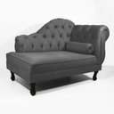 Ver imagem 1 de Recamier Sofá Divã Com Pés Retro 140X80 - Elã:Suede Cinza Escuro
