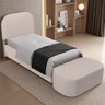 Cabeceira Cama Box 100cm Lanna com Puff Recamier Doha W01 Linho Bege - Lyam Decor - 2