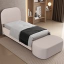 Ver imagem 4 de Cabeceira Cama Box 100cm Lanna com Puff Recamier Doha W01 Linho Bege - Lyam Decor
