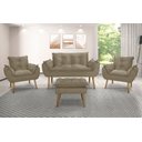 Ver imagem 1 de Kit Namoradeira Sofá Opala + 2 Poltronas Cadeira Opala + 1 puff:capuccino