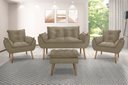 Ver imagem 1 de Kit Namoradeira Sofá Opala + 2 Poltronas Cadeira Opala + 1 puff:capuccino