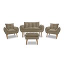 Ver imagem 2 de Kit Namoradeira Sofá Opala + 2 Poltronas Cadeira Opala + 1 puff:capuccino