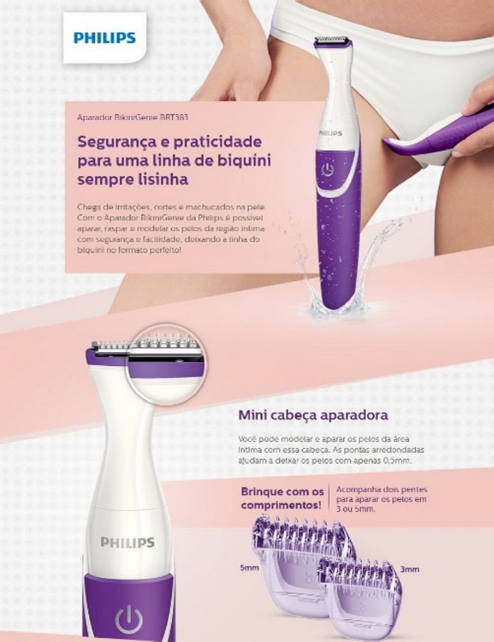 Aparador depilador de pelos partes íntimas Philips Bikini | MadeiraMadeira