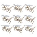 Ver imagem 1 de Kit 9 Jogos De Mesa Dobravel Com 2 Cadeiras De Madeira 70X70 Para Restaurante E Bar - Sem Pintura