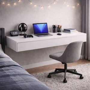 Penteadeira Suspensa Mesa Camarim Escrivaninha Multiuso com Gaveta 100cm:branco