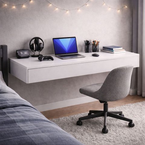 Penteadeira Suspensa Mesa Camarim Escrivaninha Multiuso com Gaveta 100cm:branco