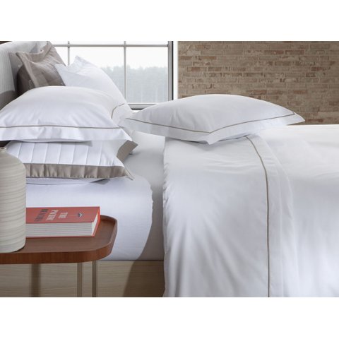 Jogo de Cama Festone Clássico 200 Fios Branco/Fend - Queen