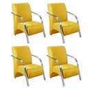 Ver imagem 2 de Kit 4 Poltronas Braço Pé Alumínio Sala Tv Suede Amarelo