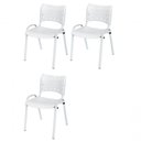 Ver imagem 1 de Cadeira Iso Base Branco Igreja, Escola, Escritório - Branco Kit 3 Peças