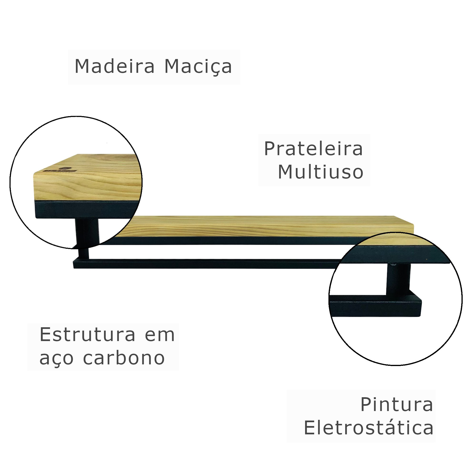 Toalheiro com Prateleira Strassis Design Sd-4002 Preto - 6