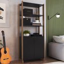 Ver imagem 2 de Estante Armario Multiuso 2 Portas e 4 Prateleiras Mell Preto Ey202 Novam
