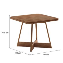 Mesa de Jantar Átria Quadrada 4 Lugares 90x90cm Pés Metal Nf Cor:nogal com Freijó - 4