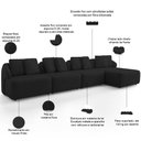 Ver imagem 4 de Sofá 5 Lugares com Chaise Direito Sala Living 388cm Arlo F04 Veludo Preto - Lyam Decor
