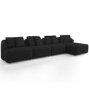 Ver imagem 2 de Sofá 5 Lugares com Chaise Direito Sala Living 388cm Arlo F04 Veludo Preto - Lyam Decor