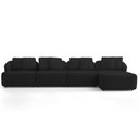 Ver imagem 3 de Sofá 5 Lugares com Chaise Direito Sala Living 388cm Arlo F04 Veludo Preto - Lyam Decor