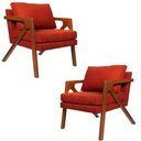 Ver imagem 1 de Kit 02 Poltronas Decorativas Madeira Maciça Luxo Mona Terracota - Zahav Estofados