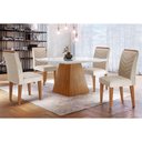 Ver imagem 1 de Conjunto: Mesa Sala Jantar Luna C/ Tampo Madeirado C/ Vidro Canto Curvo 90x90cm e 4 Cadeiras