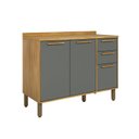 Ver imagem 2 de Balcão de Cozinha 3 Portas Tampo 100% MDF 120cm Malta Cinza/Amêndoa/Platina Espresso Móveis