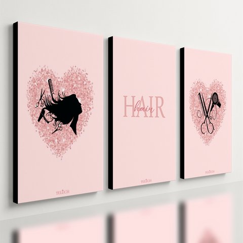 Kit 3 Quadro Decorativo Hair Studio Salão Cabelereira Beleza 40x28cm
