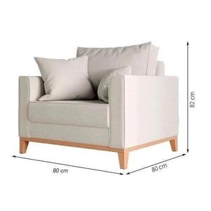 Poltrona Beny Pés e Base em Madeira Linho Cru