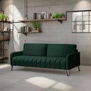 Ver imagem 1 de Sofá Living Savana 3 Lugares C/ Pé de Ferro Preto 2,20 Mts Veludo Verde - Espuma D-28