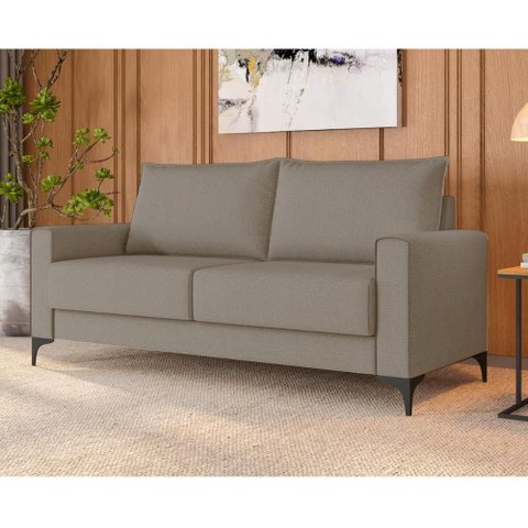 Sofá 3 Lugares 180cm com Pés Metálicos Multimóveis Cr45340 Bege Escuro