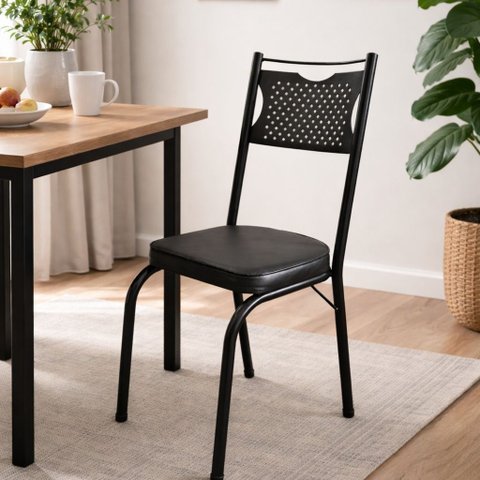 Cadeira de Jantar em Aço Tubular C001 Sf Preto - Combo Stock