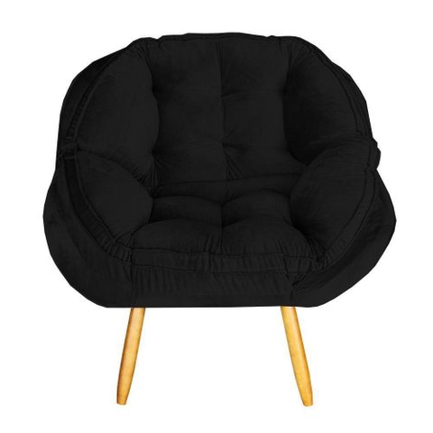 Poltrona Decorativa Sala de Estar Pérola Cor Preto