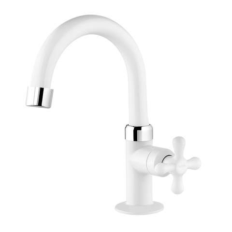 Torneira de Mesa para Banheiro Bica Alta Marujá Branca - Viqua