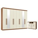 Ver imagem 1 de Guarda Roupa Casal 8 Portas 4 Gavetas Master New com Espelho e Cômoda Havana Master com Rodizio