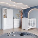 Ver imagem 1 de Berco Mini Cama e Guarda Roupa 2 P 2 G Bala de Menta Branco Henn