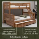 Ver imagem 4 de Beliche Casal/solteiro + Cama Auxiliar de Casal com Gavetas