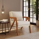 Ver imagem 1 de Poltrona Decorativa Moderna Luxo para Sala Escritório Xangai Linho Bege