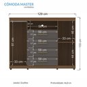 Ver imagem 5 de Cômoda Havana Master 2 Portas e 4 Gavetas Jatobá/grafite com Rodízios - Santos Andirá