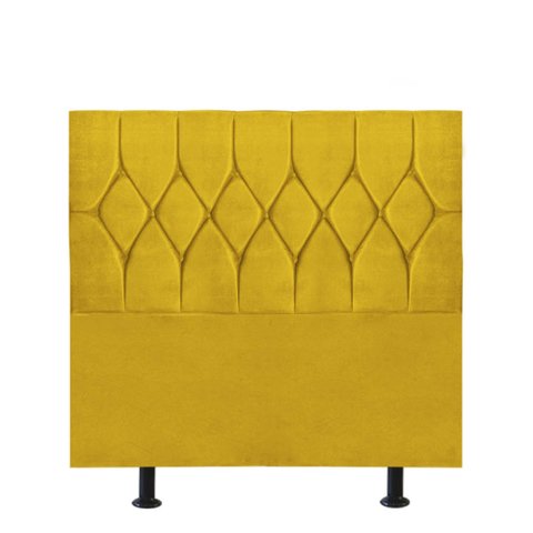 Cabeceira Estofada Istambul Capitonê 100cm Solteiro Box Quarto Corino Amarelo - Ahazzo Móveis
