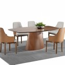 Ver imagem 2 de Conjunto Mesa Aghata 2,20x1,10 MDF Laminado 6 Cadeiras Marrom/Amendoa