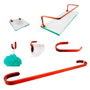 Kit Para Banheiro Bronze 6 Peças Vidro Incolor