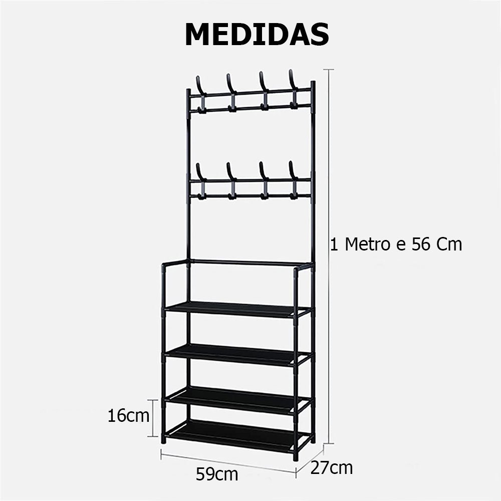 Rack Sapateira Arara Multiuso Tenis Roupa Sandalia Decoraçao Gancho Pendurar Cabide Sala Varanda Clo - 2